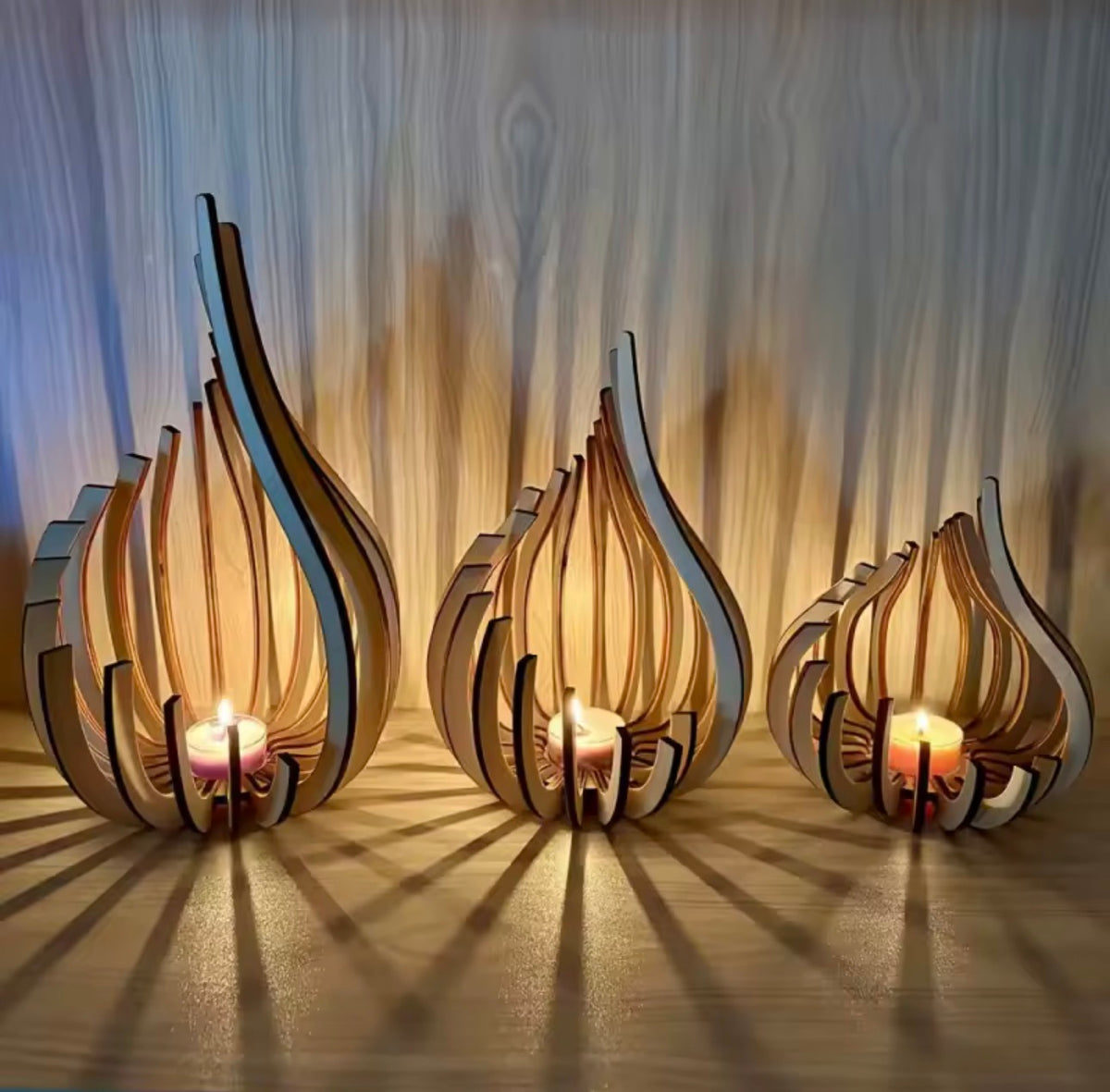 A sculptural wooden candle holder designed to bring warmth, texture and ambient light to modern interiors.