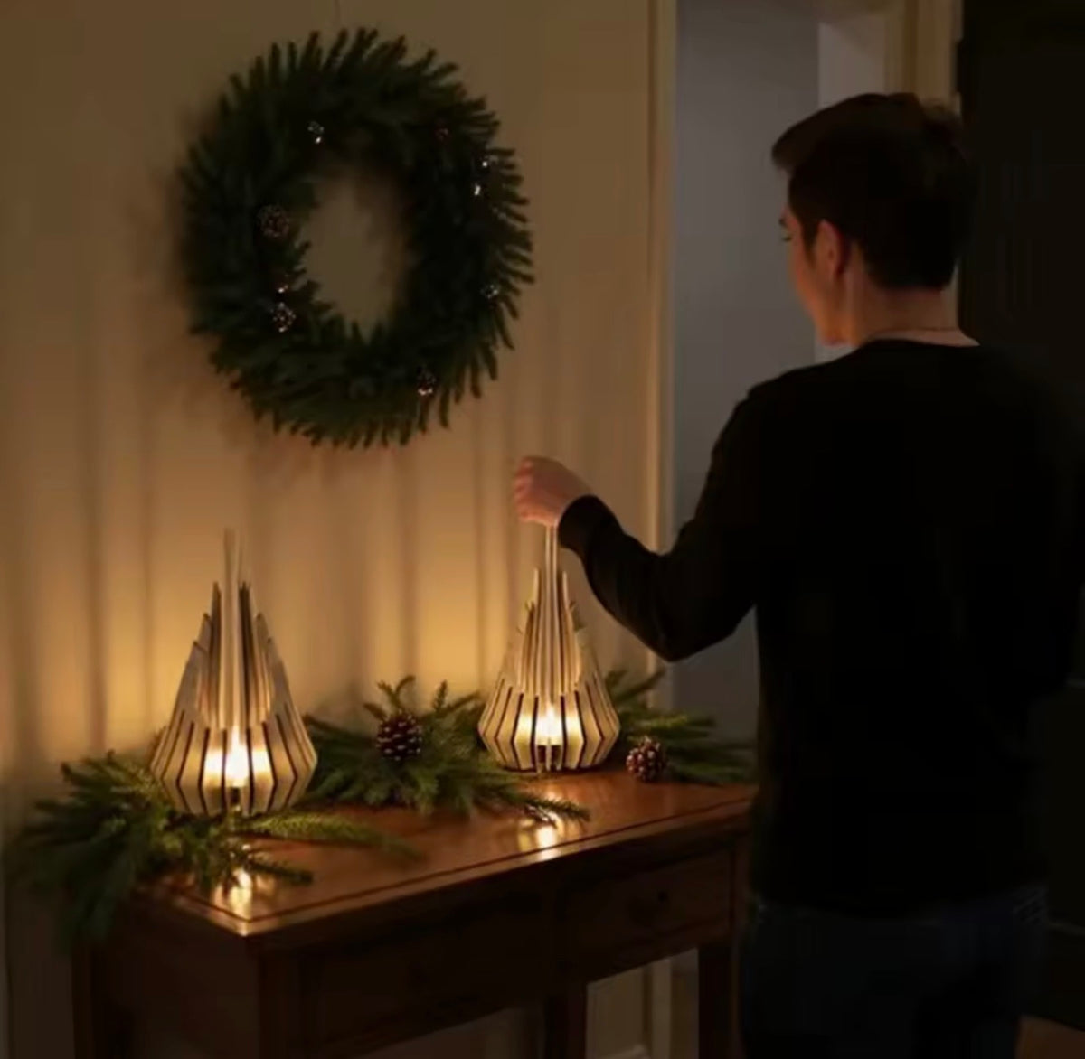 The Auren                                                                    Sculptural wooden candle holders
