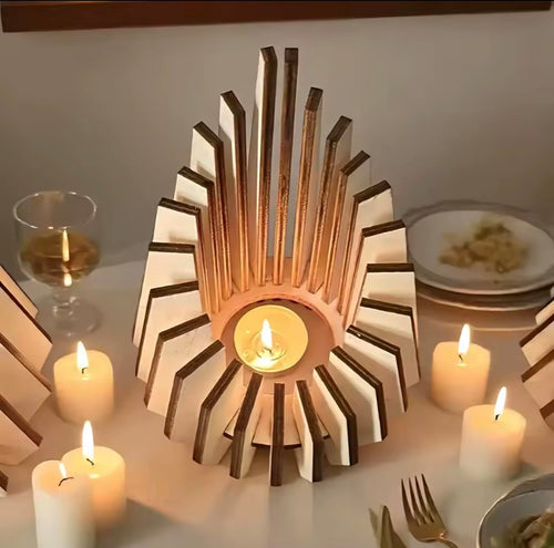The Auren                                                                    Sculptural wooden candle holders