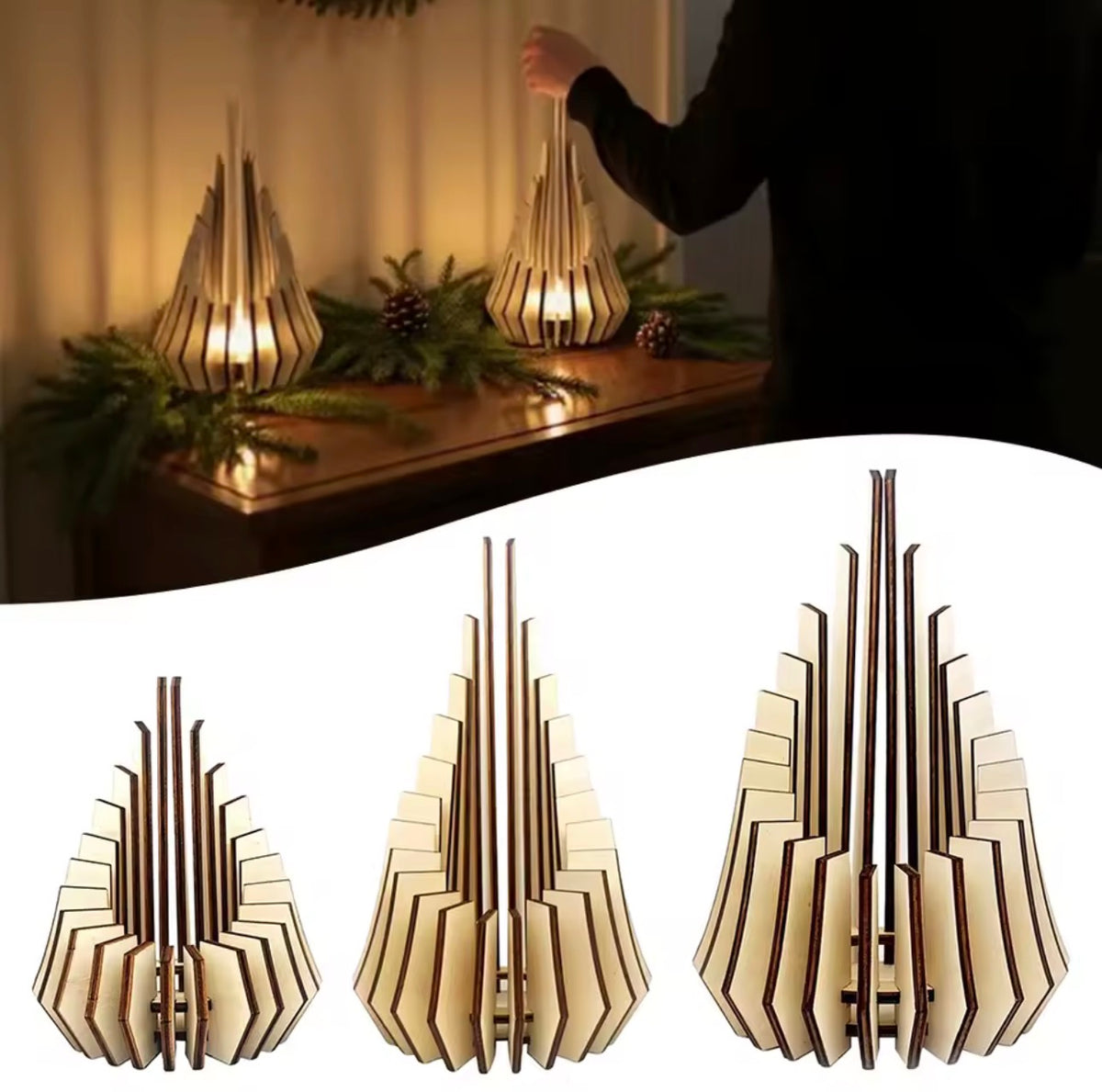 The Auren                                                                    Sculptural wooden candle holders