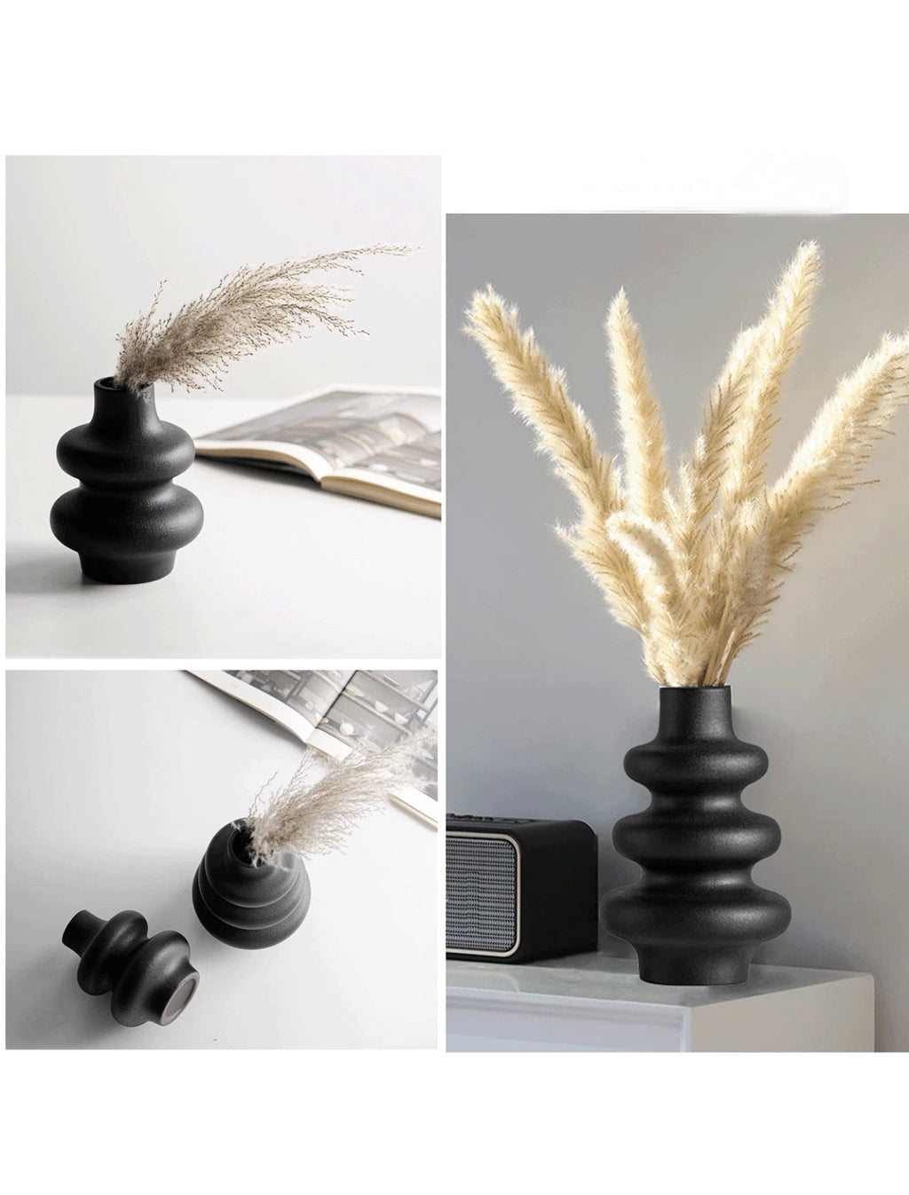 wave Ceramic Vase - Black