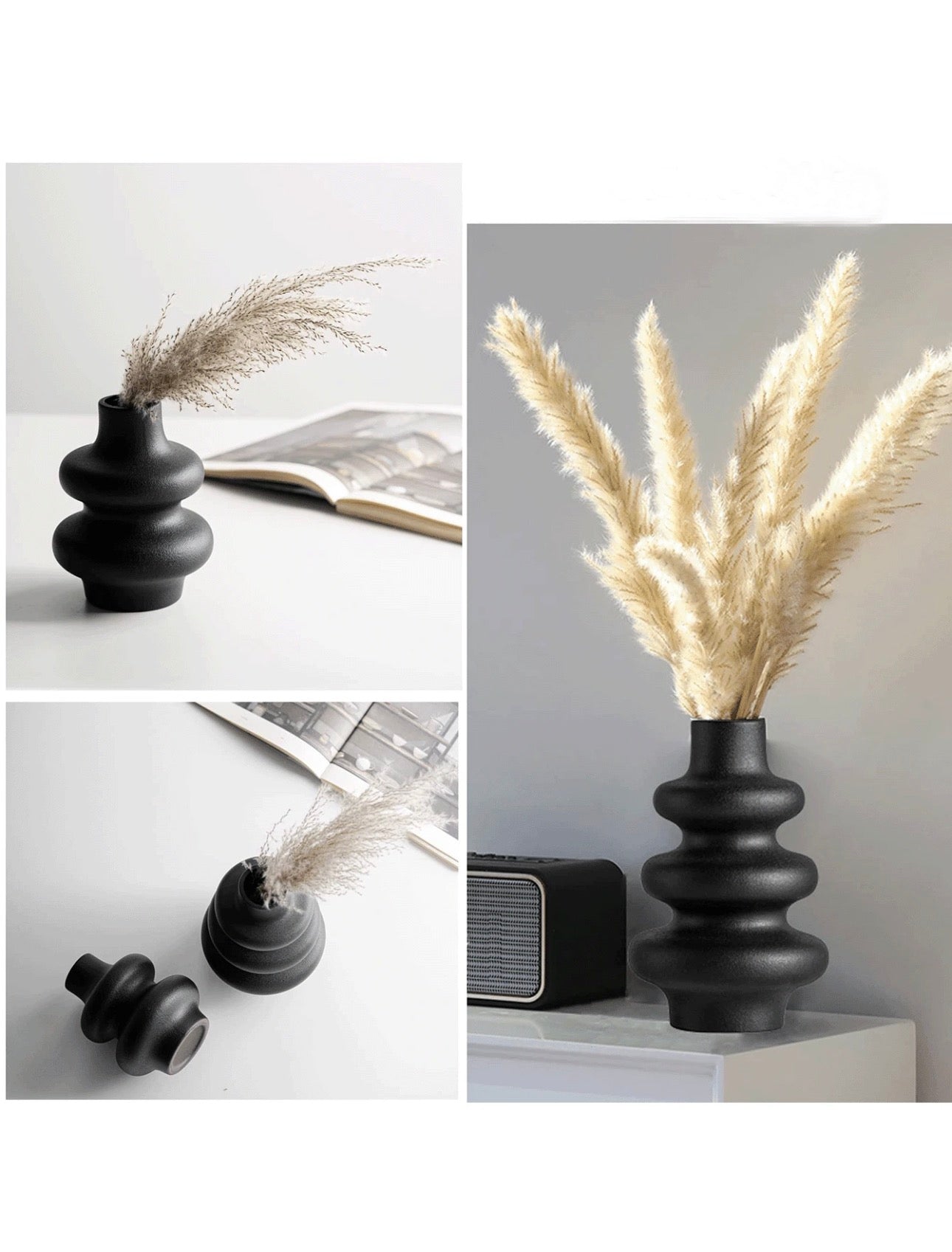 wave Ceramic Vase - Black