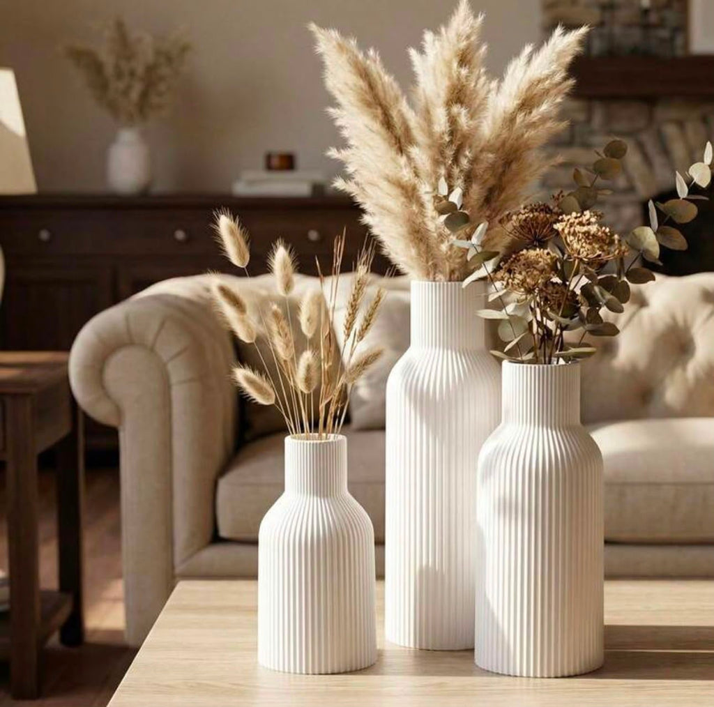 Ribbed Ceramic Vase – Tall