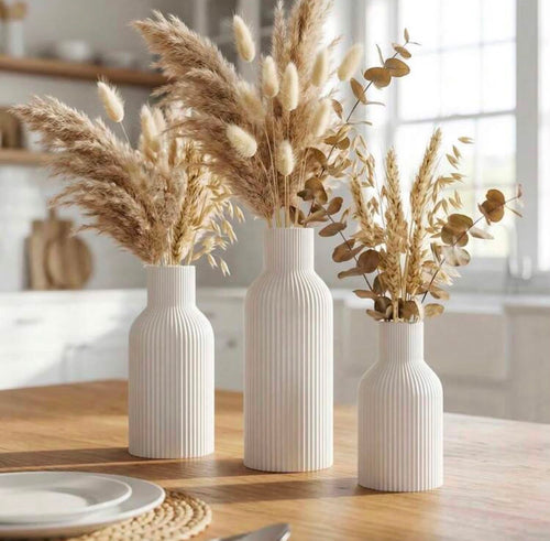 Ribbed Ceramic Vase – Tall