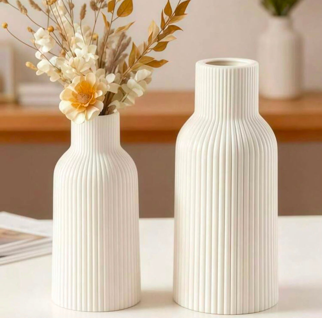 Ribbed Ceramic Vase – Tall