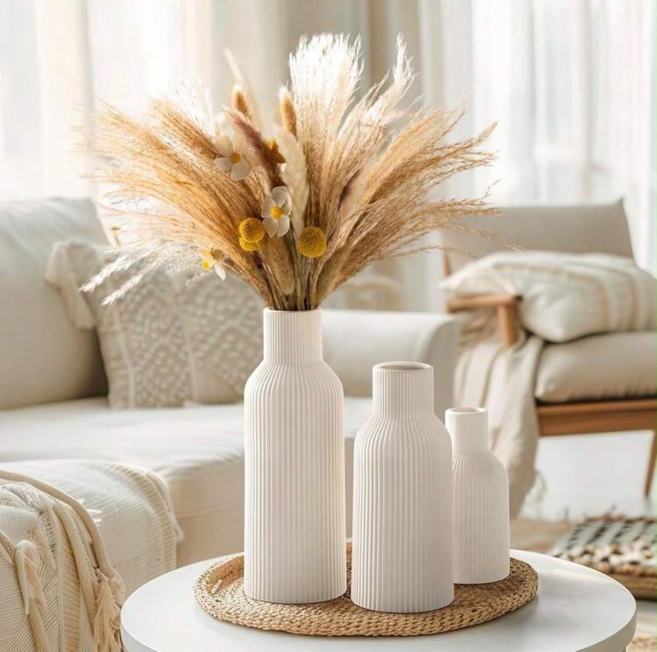 Ribbed Ceramic Vase – Tall