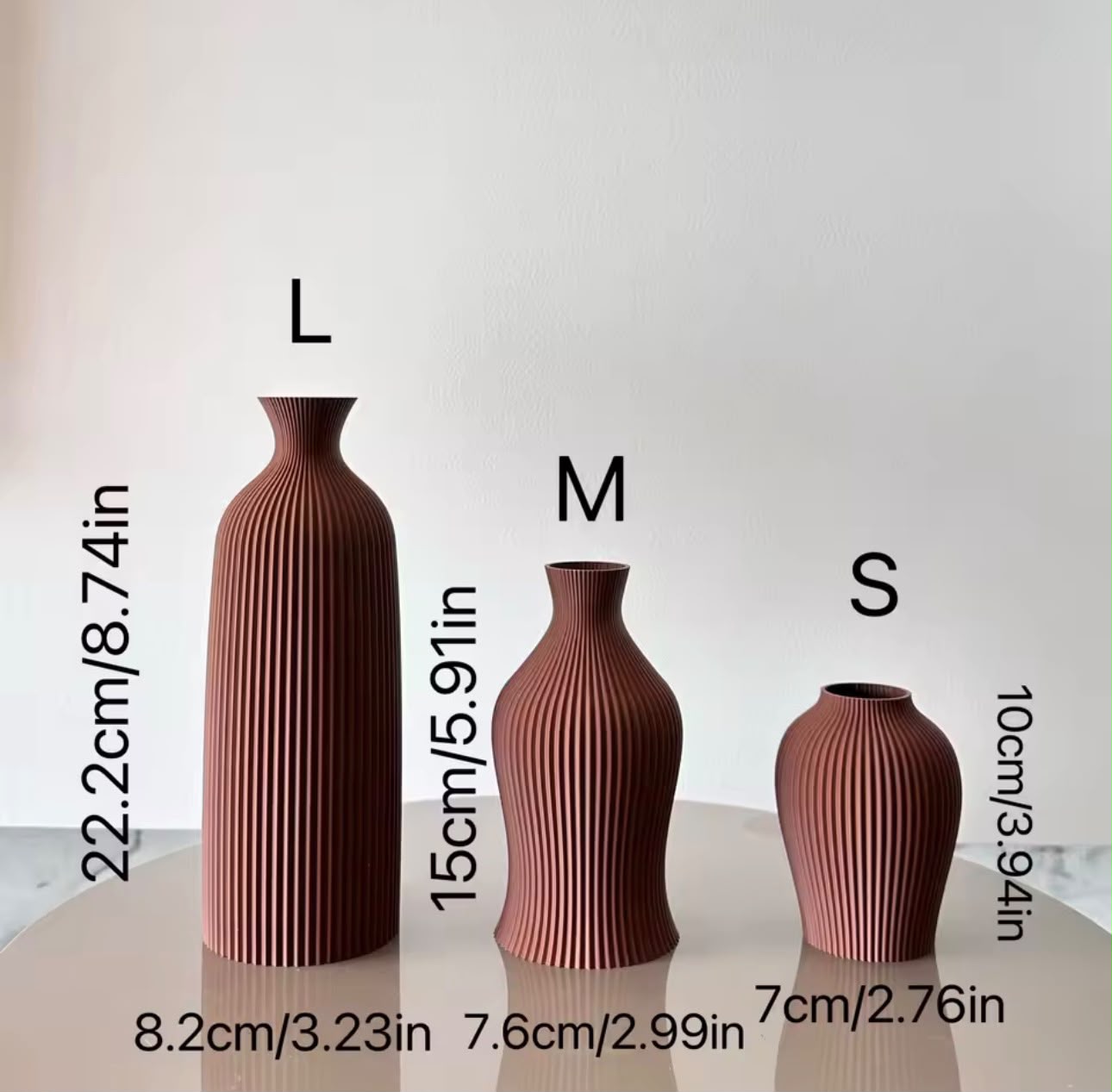 3-Piece Sculptural Vase Set — Terracotta, Black