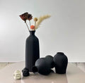 3-Piece Sculptural Vase Set — Terracotta, Black