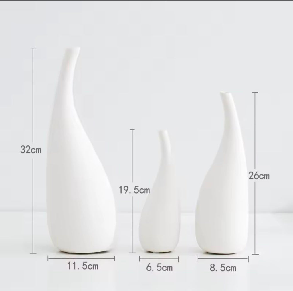 Nordic Ceramics Vase- matte white Sculptural Bud Vases Dried Flower