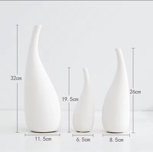 Nordic Ceramics Vase- matte white Sculptural Bud Vases Dried Flower